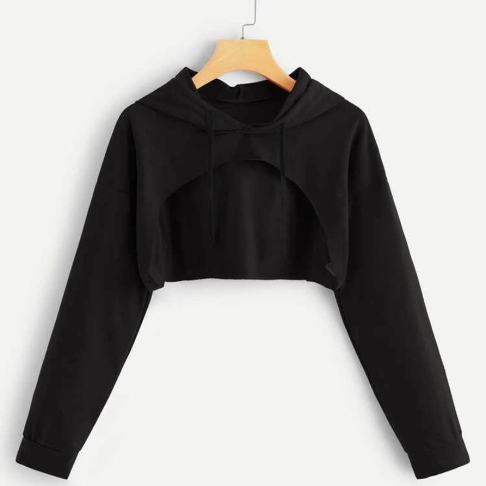 Drop shoulder front-cut out hoodie